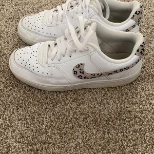 Nike White and Leopard Print Athletic Shoes
